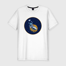 Мужская футболка премиум с принтом Космонавт 10.1 в Курске, 92% хлопок, 8% лайкра | приталенный силуэт, круглый вырез ворота, длина до линии бедра, короткий рукав | 