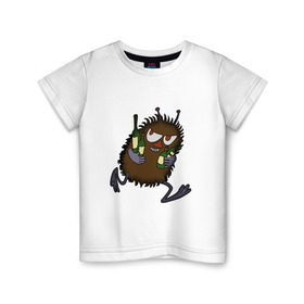 Детская футболка хлопок с принтом Вонючка Стинки с бутылками в Курске, 100% хлопок | круглый вырез горловины, полуприлегающий силуэт, длина до линии бедер | Тематика изображения на принте: муми тролль