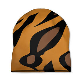 Шапка 3D с принтом Шерсть тигра в Курске, 100% полиэстер | универсальный размер, печать по всей поверхности изделия | оранжевый | текстура | тигр