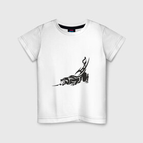 Детская футболка хлопок с принтом Рысь в Курске, 100% хлопок | круглый вырез горловины, полуприлегающий силуэт, длина до линии бедер | Тематика изображения на принте: дикая кошка | клыки | когти | цвета
