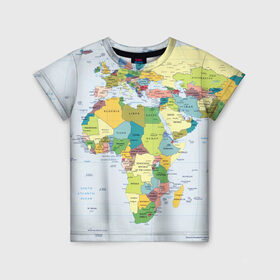 Детская футболка 3D с принтом Карта 9 в Курске, 100% гипоаллергенный полиэфир | прямой крой, круглый вырез горловины, длина до линии бедер, чуть спущенное плечо, ткань немного тянется | Тематика изображения на принте: map | world | карта | мир