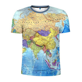 Мужская футболка 3D спортивная с принтом Карта 10 в Курске, 100% полиэстер с улучшенными характеристиками | приталенный силуэт, круглая горловина, широкие плечи, сужается к линии бедра | map | world | карта | мир