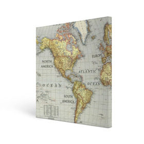 Холст квадратный с принтом Карта 16 в Курске, 100% ПВХ |  | map | world | карта | мир