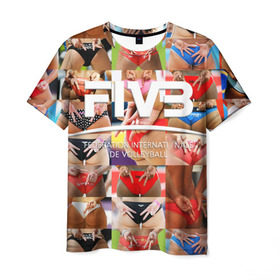 Мужская футболка 3D с принтом Волейбол 1 в Курске, 100% полиэфир | прямой крой, круглый вырез горловины, длина до линии бедер | Тематика изображения на принте: fiv3 | volleyball | волейбол