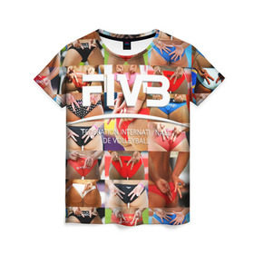 Женская футболка 3D с принтом Волейбол 1 в Курске, 100% полиэфир ( синтетическое хлопкоподобное полотно) | прямой крой, круглый вырез горловины, длина до линии бедер | Тематика изображения на принте: fiv3 | volleyball | волейбол