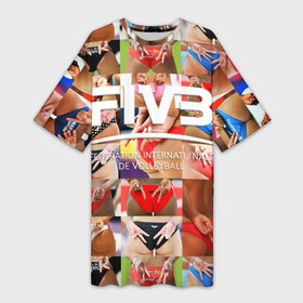 Платье-футболка 3D с принтом Волейбол 1 в Курске,  |  | fiv3 | volleyball | волейбол