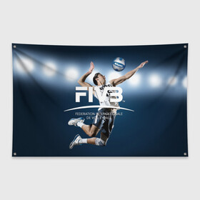 Флаг-баннер с принтом Волейбол 4 в Курске, 100% полиэстер | размер 67 х 109 см, плотность ткани — 95 г/м2; по краям флага есть четыре люверса для крепления | fiv3 | volleyball | волейбол