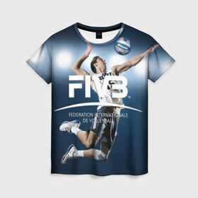Женская футболка 3D с принтом Волейбол 4 в Курске, 100% полиэфир ( синтетическое хлопкоподобное полотно) | прямой крой, круглый вырез горловины, длина до линии бедер | fiv3 | volleyball | волейбол