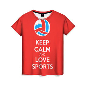 Женская футболка 3D с принтом Волейбол 5 в Курске, 100% полиэфир ( синтетическое хлопкоподобное полотно) | прямой крой, круглый вырез горловины, длина до линии бедер | keep calm | volleyball | волейбол