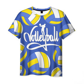 Мужская футболка 3D с принтом Волейбол 6 в Курске, 100% полиэфир | прямой крой, круглый вырез горловины, длина до линии бедер | volleyball | волейбол