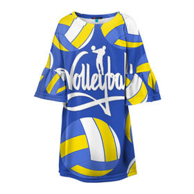Детское платье 3D с принтом Волейбол 6 в Курске, 100% полиэстер | прямой силуэт, чуть расширенный к низу. Круглая горловина, на рукавах — воланы | volleyball | волейбол
