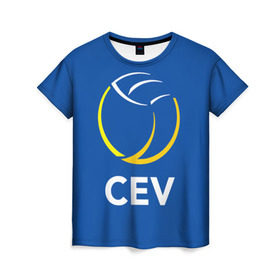 Женская футболка 3D с принтом Волейбол 19 в Курске, 100% полиэфир ( синтетическое хлопкоподобное полотно) | прямой крой, круглый вырез горловины, длина до линии бедер | cev | volleyball | волейбол