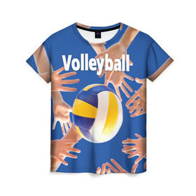Женская футболка 3D с принтом Волейбол 24 в Курске, 100% полиэфир ( синтетическое хлопкоподобное полотно) | прямой крой, круглый вырез горловины, длина до линии бедер | volleyball | волейбол