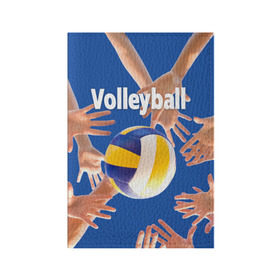 Обложка для паспорта матовая кожа с принтом Волейбол 24 в Курске, натуральная матовая кожа | размер 19,3 х 13,7 см; прозрачные пластиковые крепления | Тематика изображения на принте: volleyball | волейбол