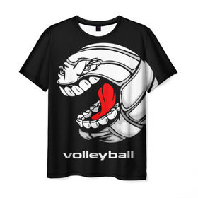 Мужская футболка 3D с принтом Волейбол 25 в Курске, 100% полиэфир | прямой крой, круглый вырез горловины, длина до линии бедер | volleyball | волейбол