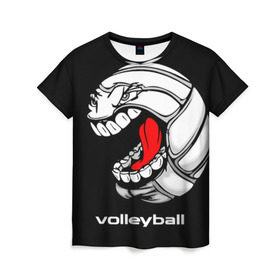 Женская футболка 3D с принтом Волейбол 25 в Курске, 100% полиэфир ( синтетическое хлопкоподобное полотно) | прямой крой, круглый вырез горловины, длина до линии бедер | volleyball | волейбол
