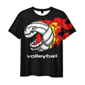 Мужская футболка 3D с принтом Волейбол 26 в Курске, 100% полиэфир | прямой крой, круглый вырез горловины, длина до линии бедер | volleyball | волейбол