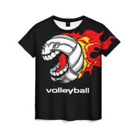 Женская футболка 3D с принтом Волейбол 26 в Курске, 100% полиэфир ( синтетическое хлопкоподобное полотно) | прямой крой, круглый вырез горловины, длина до линии бедер | volleyball | волейбол