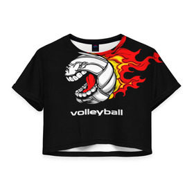 Женская футболка 3D укороченная с принтом Волейбол 26 в Курске, 100% полиэстер | круглая горловина, длина футболки до линии талии, рукава с отворотами | volleyball | волейбол
