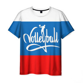 Мужская футболка 3D с принтом Волейбол 27 в Курске, 100% полиэфир | прямой крой, круглый вырез горловины, длина до линии бедер | volleyball | волейбол