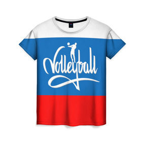 Женская футболка 3D с принтом Волейбол 27 в Курске, 100% полиэфир ( синтетическое хлопкоподобное полотно) | прямой крой, круглый вырез горловины, длина до линии бедер | volleyball | волейбол