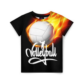 Детская футболка 3D с принтом Волейбол 28 в Курске, 100% гипоаллергенный полиэфир | прямой крой, круглый вырез горловины, длина до линии бедер, чуть спущенное плечо, ткань немного тянется | Тематика изображения на принте: volleyball | волейбол