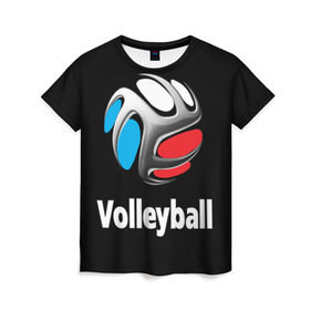Женская футболка 3D с принтом Волейбол 29 в Курске, 100% полиэфир ( синтетическое хлопкоподобное полотно) | прямой крой, круглый вырез горловины, длина до линии бедер | volleyball | волейбол