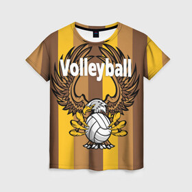Женская футболка 3D с принтом Волейбол 30 в Курске, 100% полиэфир ( синтетическое хлопкоподобное полотно) | прямой крой, круглый вырез горловины, длина до линии бедер | volleyball | волейбол