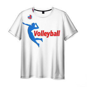 Мужская футболка 3D с принтом Волейбол 31 в Курске, 100% полиэфир | прямой крой, круглый вырез горловины, длина до линии бедер | volleyball | волейбол