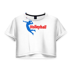Женская футболка 3D укороченная с принтом Волейбол 31 в Курске, 100% полиэстер | круглая горловина, длина футболки до линии талии, рукава с отворотами | volleyball | волейбол