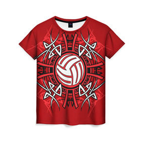 Женская футболка 3D с принтом Волейбол 34 в Курске, 100% полиэфир ( синтетическое хлопкоподобное полотно) | прямой крой, круглый вырез горловины, длина до линии бедер | volleyball | волейбол