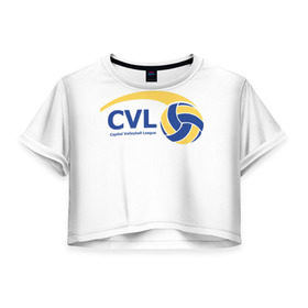 Женская футболка 3D укороченная с принтом Волейбол 39 в Курске, 100% полиэстер | круглая горловина, длина футболки до линии талии, рукава с отворотами | cvl | volleyball | волейбол