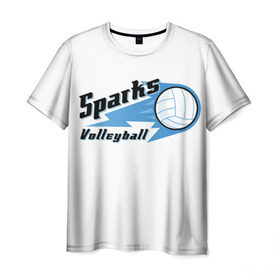 Мужская футболка 3D с принтом Волейбол 50 в Курске, 100% полиэфир | прямой крой, круглый вырез горловины, длина до линии бедер | sparks | volleyball | волейбол