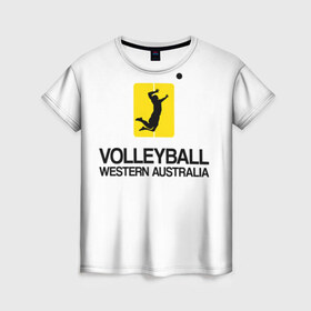 Женская футболка 3D с принтом Волейбол 66 в Курске, 100% полиэфир ( синтетическое хлопкоподобное полотно) | прямой крой, круглый вырез горловины, длина до линии бедер | volleyball | western australia | волейбол