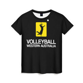 Женская футболка 3D с принтом Волейбол 67 в Курске, 100% полиэфир ( синтетическое хлопкоподобное полотно) | прямой крой, круглый вырез горловины, длина до линии бедер | volleyball | western australia | волейбол