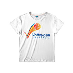 Детская футболка 3D с принтом Волейбол 72 в Курске, 100% гипоаллергенный полиэфир | прямой крой, круглый вырез горловины, длина до линии бедер, чуть спущенное плечо, ткань немного тянется | australia | volleyball | волейбол