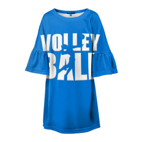 Детское платье 3D с принтом Волейбол 77 в Курске, 100% полиэстер | прямой силуэт, чуть расширенный к низу. Круглая горловина, на рукавах — воланы | volleyball | волейбол