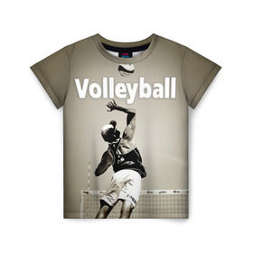 Детская футболка 3D с принтом Волейбол 78 в Курске, 100% гипоаллергенный полиэфир | прямой крой, круглый вырез горловины, длина до линии бедер, чуть спущенное плечо, ткань немного тянется | Тематика изображения на принте: volleyball | волейбол