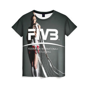 Женская футболка 3D с принтом Волейбол 80 в Курске, 100% полиэфир ( синтетическое хлопкоподобное полотно) | прямой крой, круглый вырез горловины, длина до линии бедер | fiv3 | volleyball | волейбол