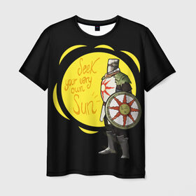 Мужская футболка 3D с принтом Dark Souls 2 в Курске, 100% полиэфир | прямой крой, круглый вырез горловины, длина до линии бедер | dark souls | praise the sun | you died | дарк соулс