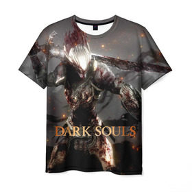 Мужская футболка 3D с принтом Dark Souls 8 в Курске, 100% полиэфир | прямой крой, круглый вырез горловины, длина до линии бедер | dark souls | praise the sun | you died | дарк соулс