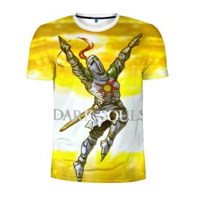 Мужская футболка 3D спортивная с принтом Dark Souls 9 в Курске, 100% полиэстер с улучшенными характеристиками | приталенный силуэт, круглая горловина, широкие плечи, сужается к линии бедра | dark souls | praise the sun | you died | дарк соулс