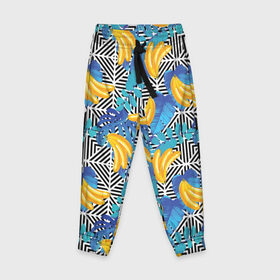 Детские брюки 3D с принтом Banana pattern в Курске, 100% полиэстер | манжеты по низу, эластичный пояс регулируется шнурком, по бокам два кармана без застежек, внутренняя часть кармана из мелкой сетки | banana