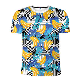 Мужская футболка 3D спортивная с принтом Banana pattern в Курске, 100% полиэстер с улучшенными характеристиками | приталенный силуэт, круглая горловина, широкие плечи, сужается к линии бедра | banana