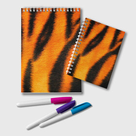 Блокнот с принтом Шкура тигра в Курске, 100% бумага | 48 листов, плотность листов — 60 г/м2, плотность картонной обложки — 250 г/м2. Листы скреплены удобной пружинной спиралью. Цвет линий — светло-серый
 | кошка | полосатая | текстуры | тигр