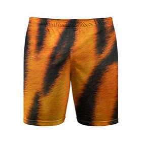 Мужские шорты 3D спортивные с принтом Шкура тигра в Курске,  |  | кошка | полосатая | текстуры | тигр