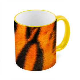 Кружка 3D с принтом Шкура тигра в Курске, керамика | ёмкость 330 мл | кошка | полосатая | текстуры | тигр