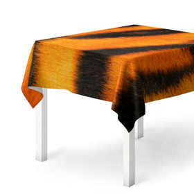 Скатерть 3D с принтом Шкура тигра в Курске, 100% полиэстер (ткань не мнется и не растягивается) | Размер: 150*150 см | кошка | полосатая | текстуры | тигр