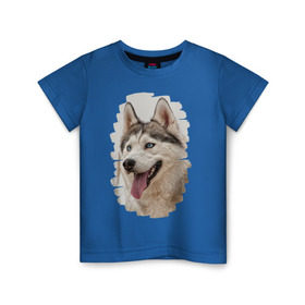 Детская футболка хлопок с принтом Симпотяга волк в Курске, 100% хлопок | круглый вырез горловины, полуприлегающий силуэт, длина до линии бедер | Тематика изображения на принте: зверь | серый | хаски | хаски бандит