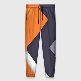 Женские брюки 3D с принтом Geometriya в Курске, полиэстер 100% | прямой крой, два кармана без застежек по бокам, с мягкой трикотажной резинкой на поясе и по низу штанин. В поясе для дополнительного комфорта — широкие завязки | оранжевый | серый